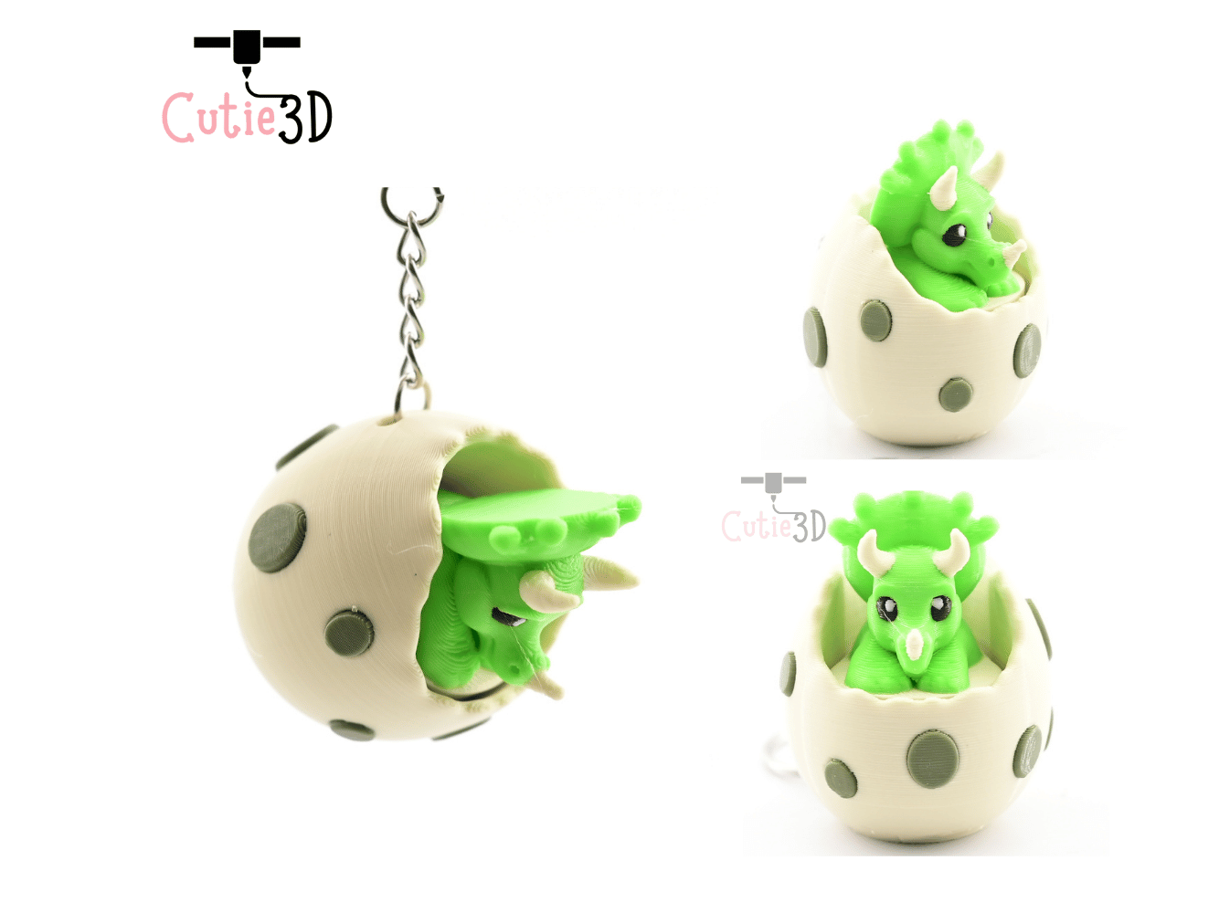 Digital Downloads - Cutie3D Triceratops In An Egg Keycap Fidget Clicker Keychain - Cute Backpack Keychain