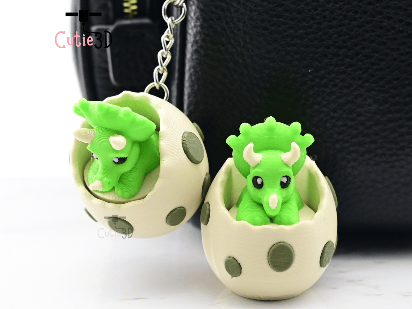 Digital Downloads - Cutie3D Triceratops In An Egg Keycap Fidget Clicker Keychain - Cute Backpack Keychain