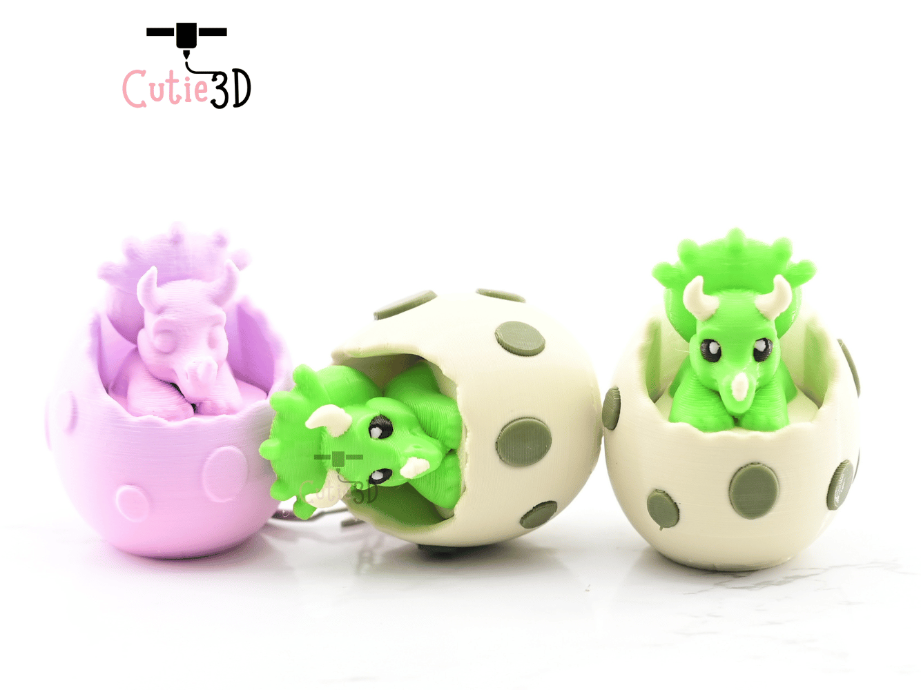 Digital Downloads - Cutie3D Triceratops In An Egg Keycap Fidget Clicker Keychain - Cute Backpack Keychain