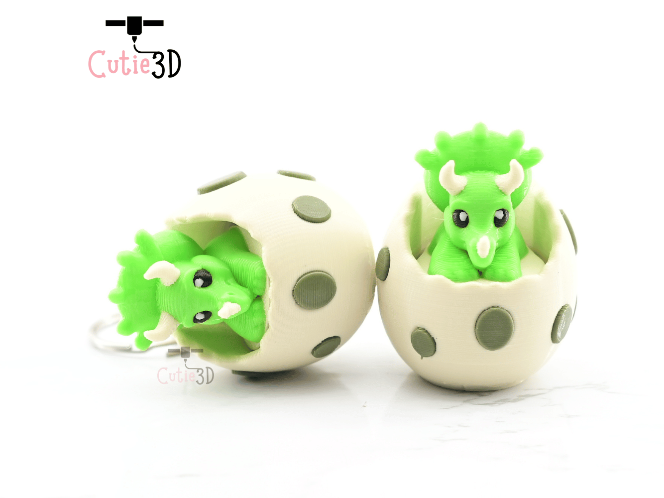 Digital Downloads - Cutie3D Triceratops In An Egg Keycap Fidget Clicker Keychain - Cute Backpack Keychain