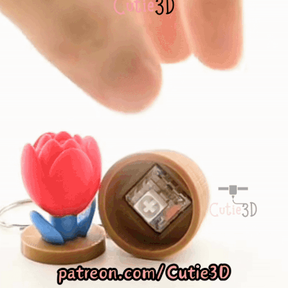 Digital Downloads - Cutie3D Tulip Flower Pot Keycap Fidget Clicker Keychain - Cute Backpack Keychain