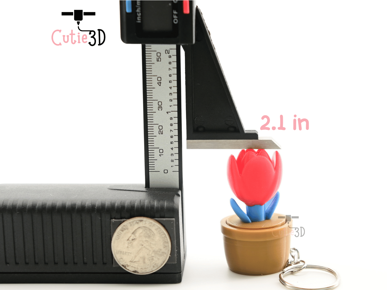 Digital Downloads - Cutie3D Tulip Flower Pot Keycap Fidget Clicker Keychain - Cute Backpack Keychain
