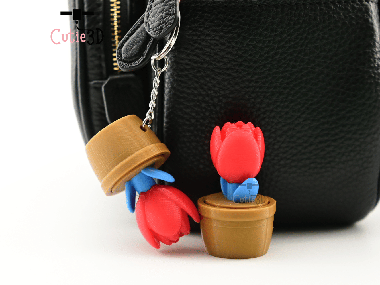 Digital Downloads - Cutie3D Tulip Flower Pot Keycap Fidget Clicker Keychain - Cute Backpack Keychain
