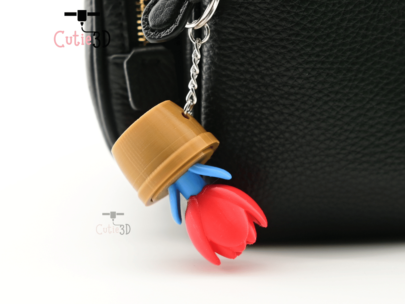 Digital Downloads - Cutie3D Tulip Flower Pot Keycap Fidget Clicker Keychain - Cute Backpack Keychain