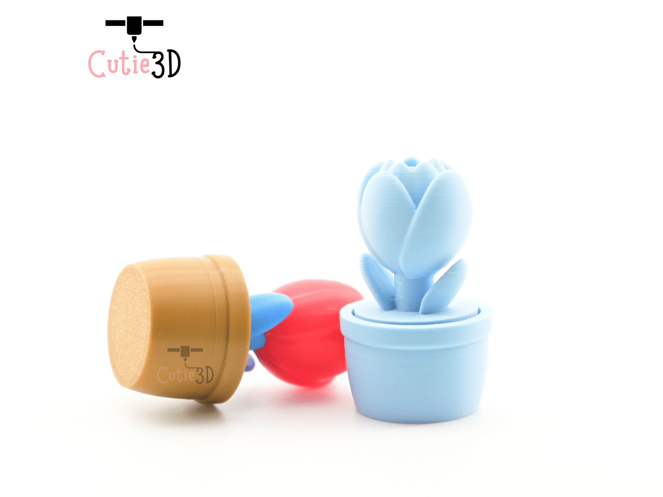 Digital Downloads - Cutie3D Tulip Flower Pot Keycap Fidget Clicker Keychain - Cute Backpack Keychain