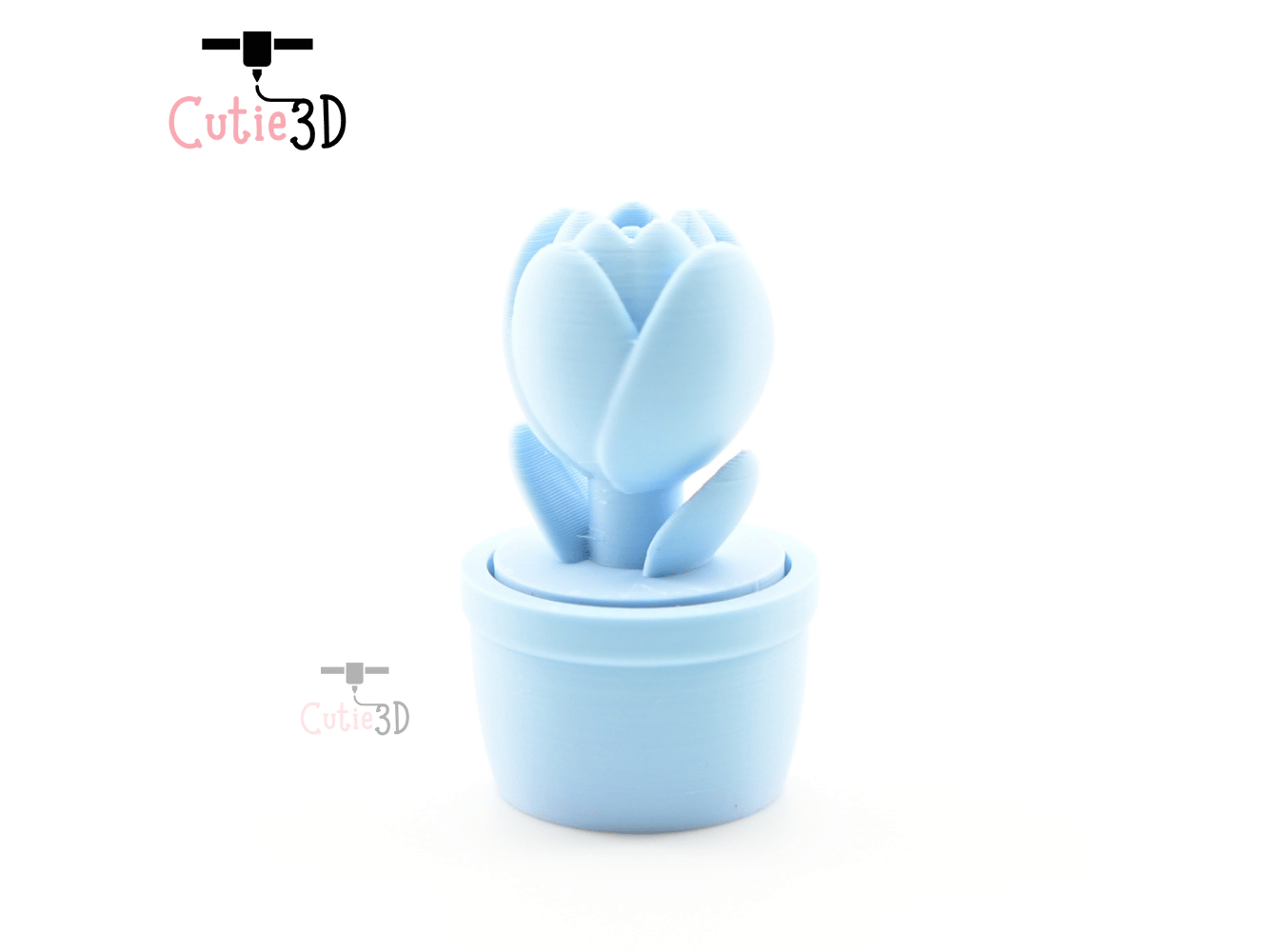 Digital Downloads - Cutie3D Tulip Flower Pot Keycap Fidget Clicker Keychain - Cute Backpack Keychain