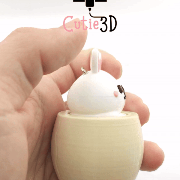 Digital Downloads - Cutie3D Twisty Clicker Easter Bunny In An Egg - Backpack Keychain - Cute Easter Gifts
