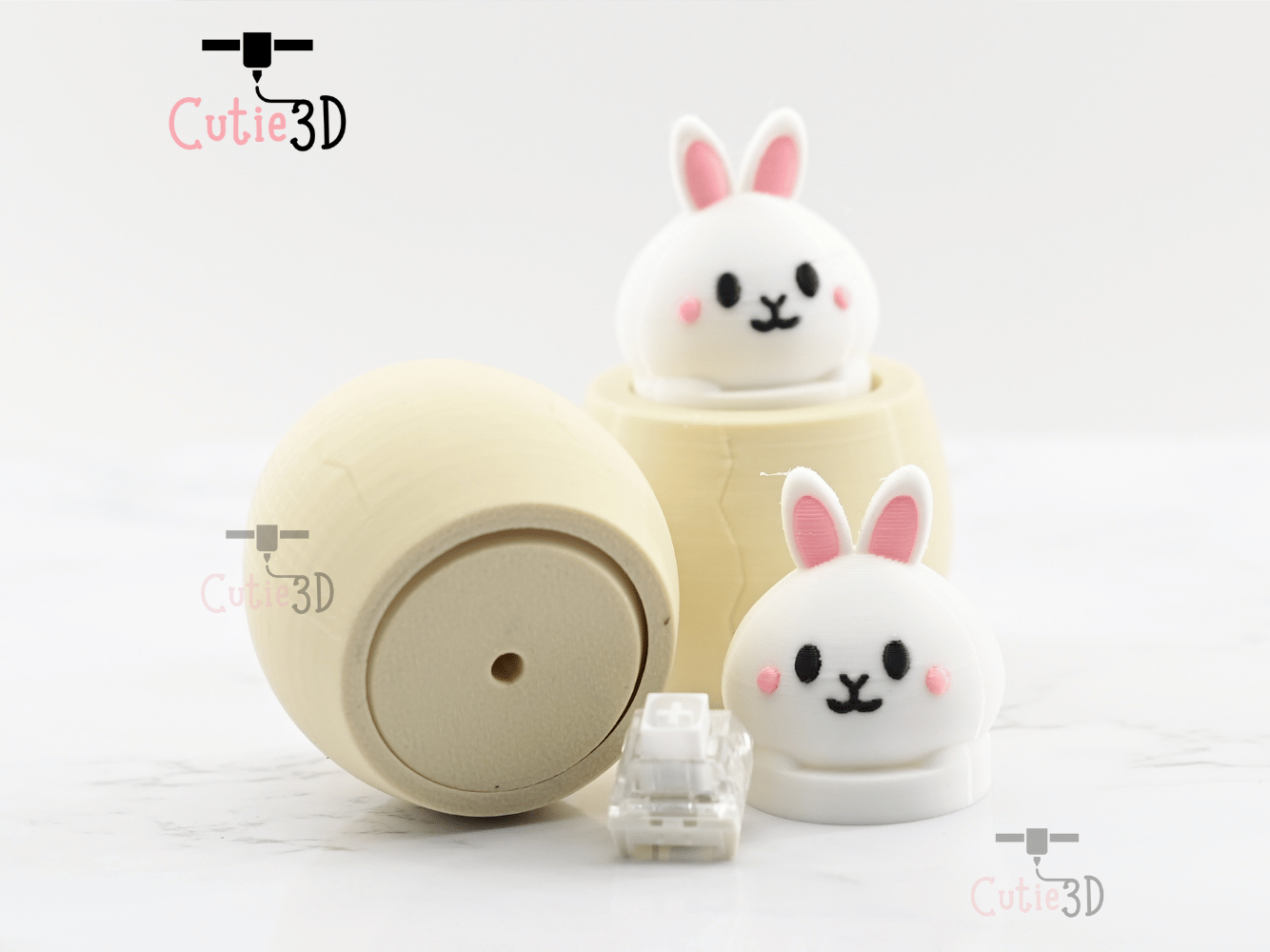 Digital Downloads - Cutie3D Twisty Clicker Easter Bunny In An Egg - Backpack Keychain - Cute Easter Gifts