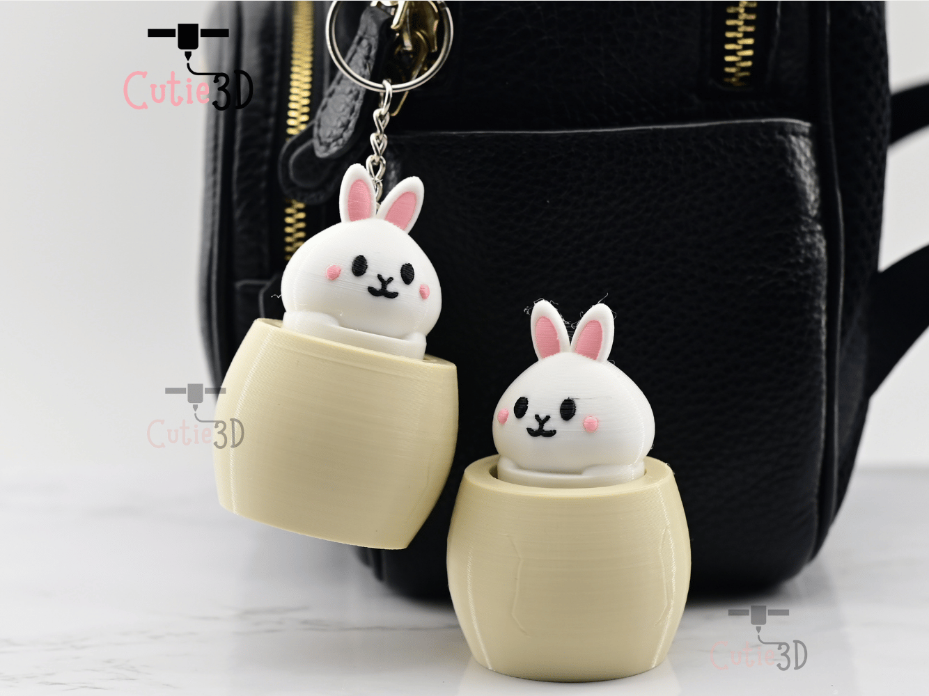 Digital Downloads - Cutie3D Twisty Clicker Easter Bunny In An Egg - Backpack Keychain - Cute Easter Gifts