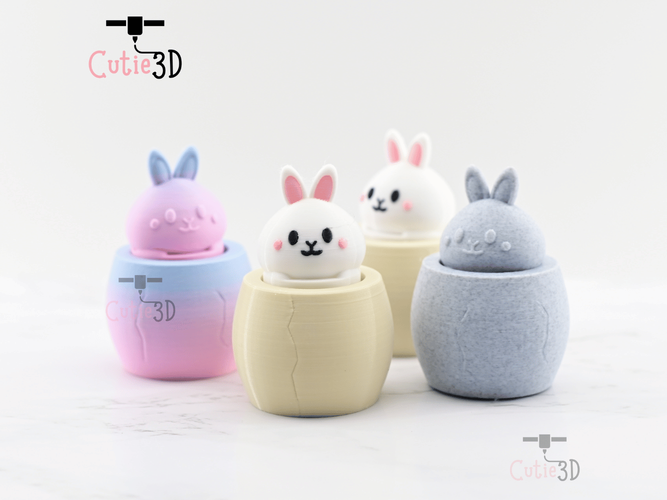Digital Downloads - Cutie3D Twisty Clicker Easter Bunny In An Egg - Backpack Keychain - Cute Easter Gifts