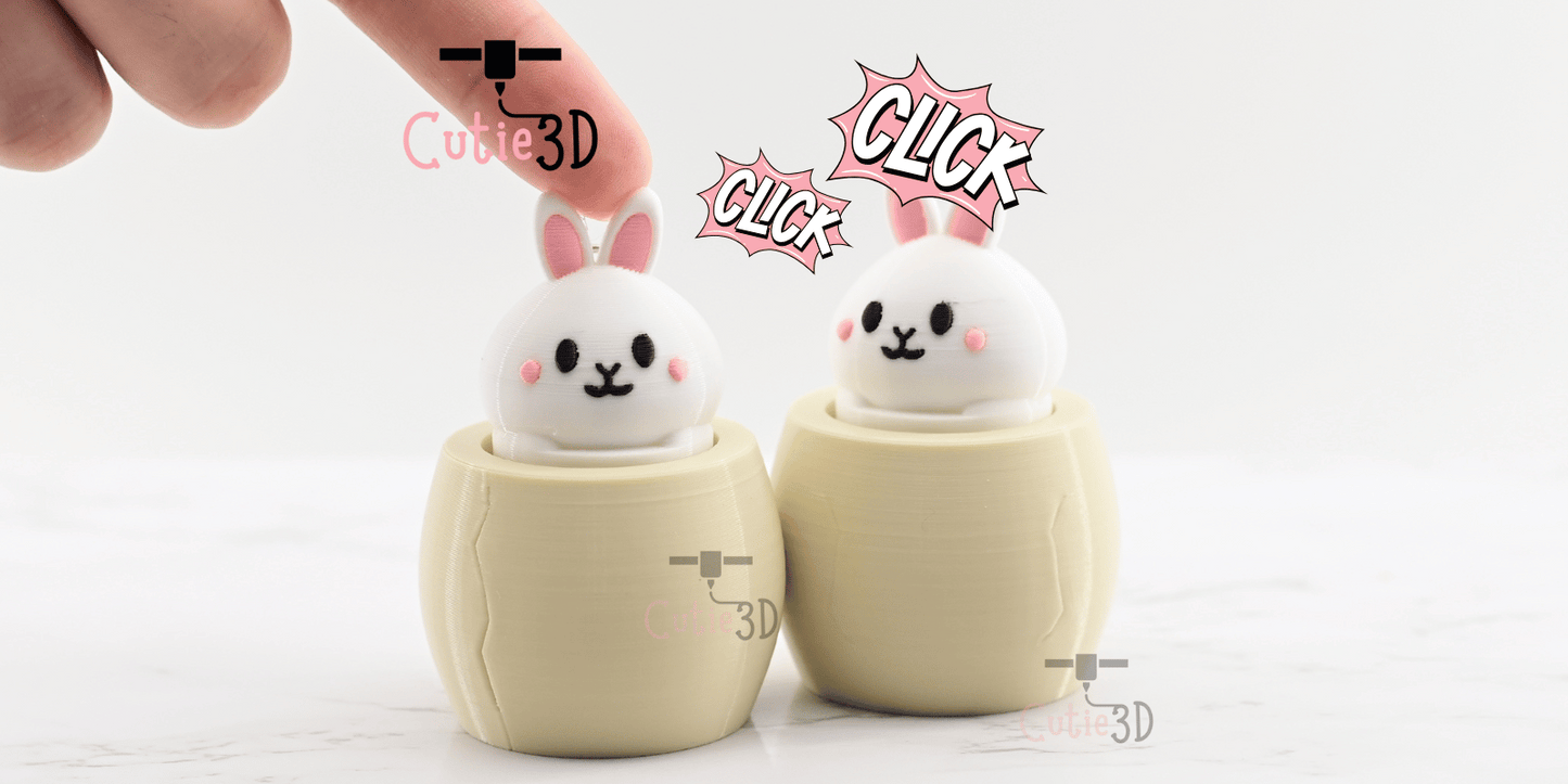Digital Downloads - Cutie3D Twisty Clicker Easter Bunny In An Egg - Backpack Keychain - Cute Easter Gifts