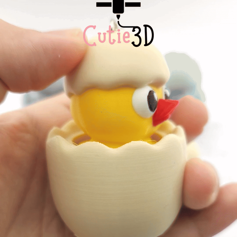 Digital Downloads - Cutie3D Twisty Clicker Easter Chicken In An Egg - Cute Easter Gifts - Cute Backpack Gifts