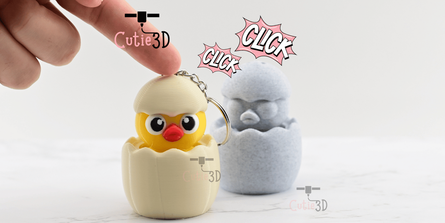 Digital Downloads - Cutie3D Twisty Clicker Easter Chicken In An Egg - Cute Easter Gifts - Cute Backpack Gifts