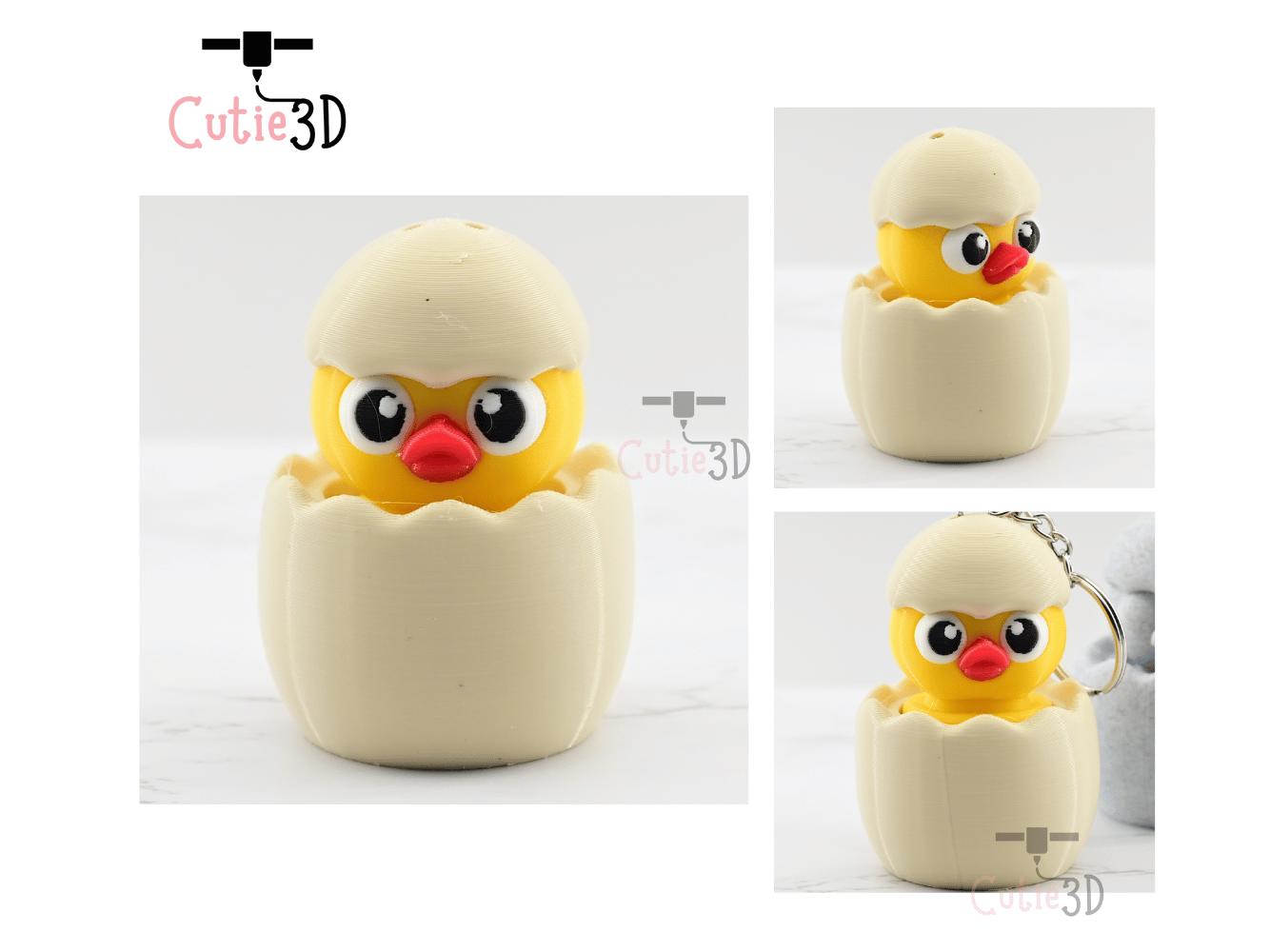 Digital Downloads - Cutie3D Twisty Clicker Easter Chicken In An Egg - Cute Easter Gifts - Cute Backpack Gifts
