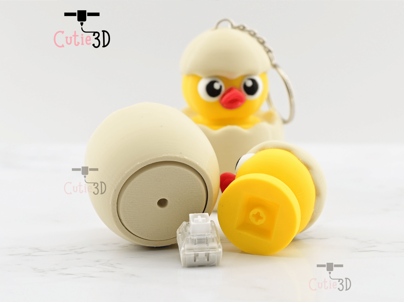 Digital Downloads - Cutie3D Twisty Clicker Easter Chicken In An Egg - Cute Easter Gifts - Cute Backpack Gifts
