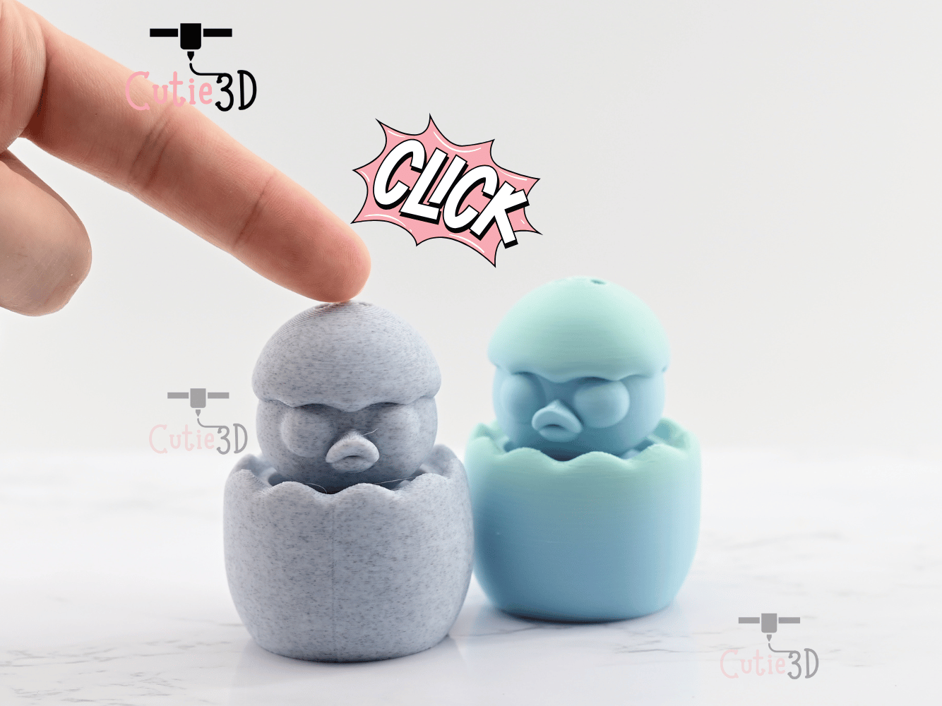 Digital Downloads - Cutie3D Twisty Clicker Easter Chicken In An Egg - Cute Easter Gifts - Cute Backpack Gifts