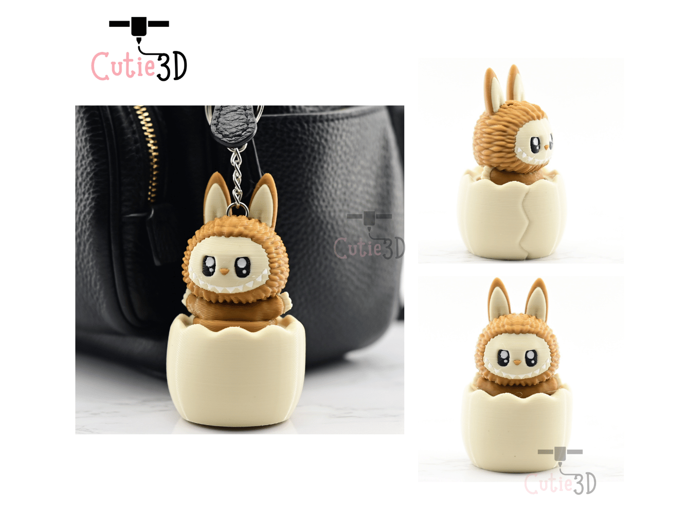 Digital Downloads - Cutie3D Twisty Clicker Easter Egg Labubu Keychain - Cute Backpack Keychain - Cute Labubu keychain