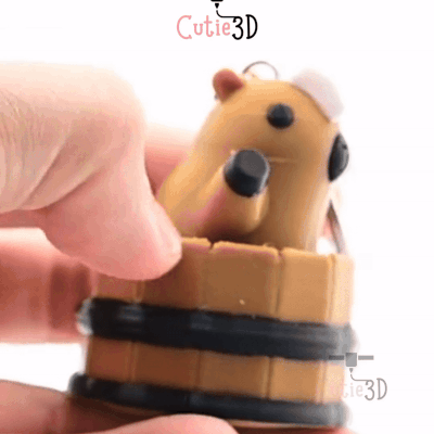 Digital Downloads - Cutie3D Twisty Clicker Fidget Capybara Cozy Bath Keychain - Cute Backpack Keychain - Cute Animal Keychain