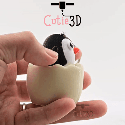 Digital Downloads - Cutie3D Twisty Clicker Fidget Penguin In An Egg Keychain - Cute Backpack Fidget Clicker Keychain