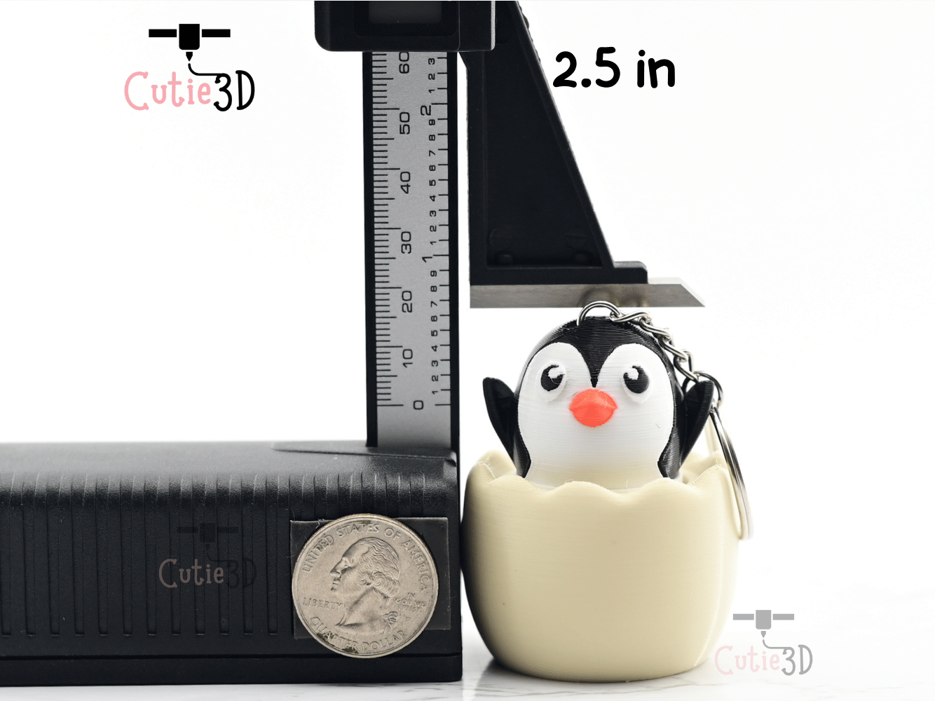 Digital Downloads - Cutie3D Twisty Clicker Fidget Penguin In An Egg Keychain - Cute Backpack Fidget Clicker Keychain