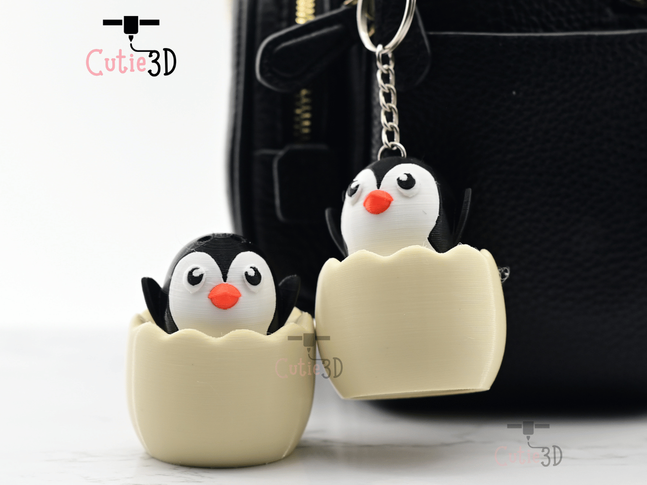 Digital Downloads - Cutie3D Twisty Clicker Fidget Penguin In An Egg Keychain - Cute Backpack Fidget Clicker Keychain