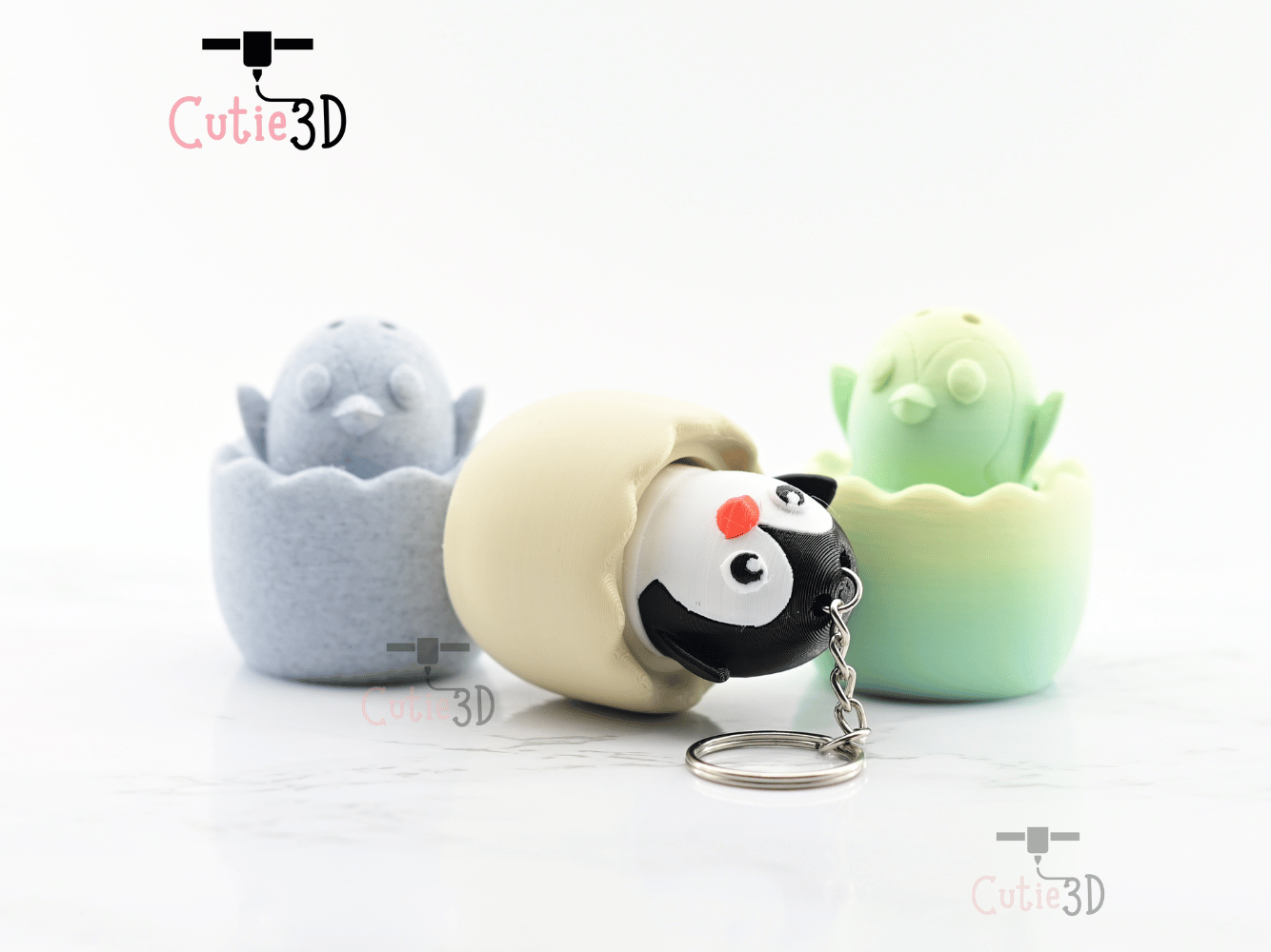 Digital Downloads - Cutie3D Twisty Clicker Fidget Penguin In An Egg Keychain - Cute Backpack Fidget Clicker Keychain