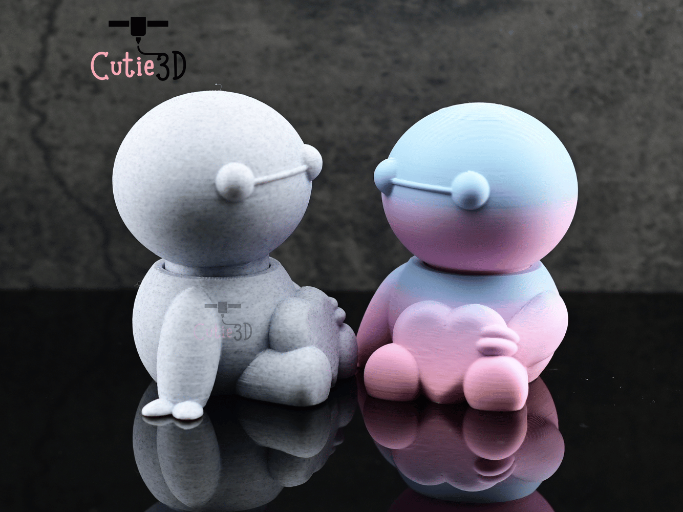 Digital Downloads - Cutie3D Twisty Clicker Fidget Valentine Baymax Holding A Heart
