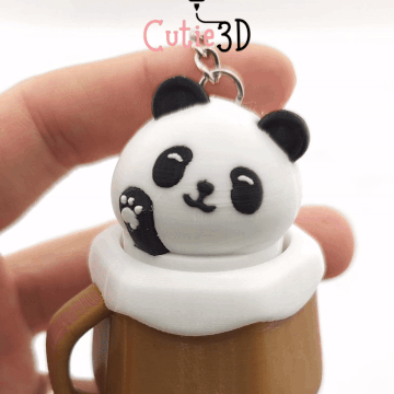 Digital Downloads - Cutie3D Twisty Clicker Panda In A Cup Keychain
