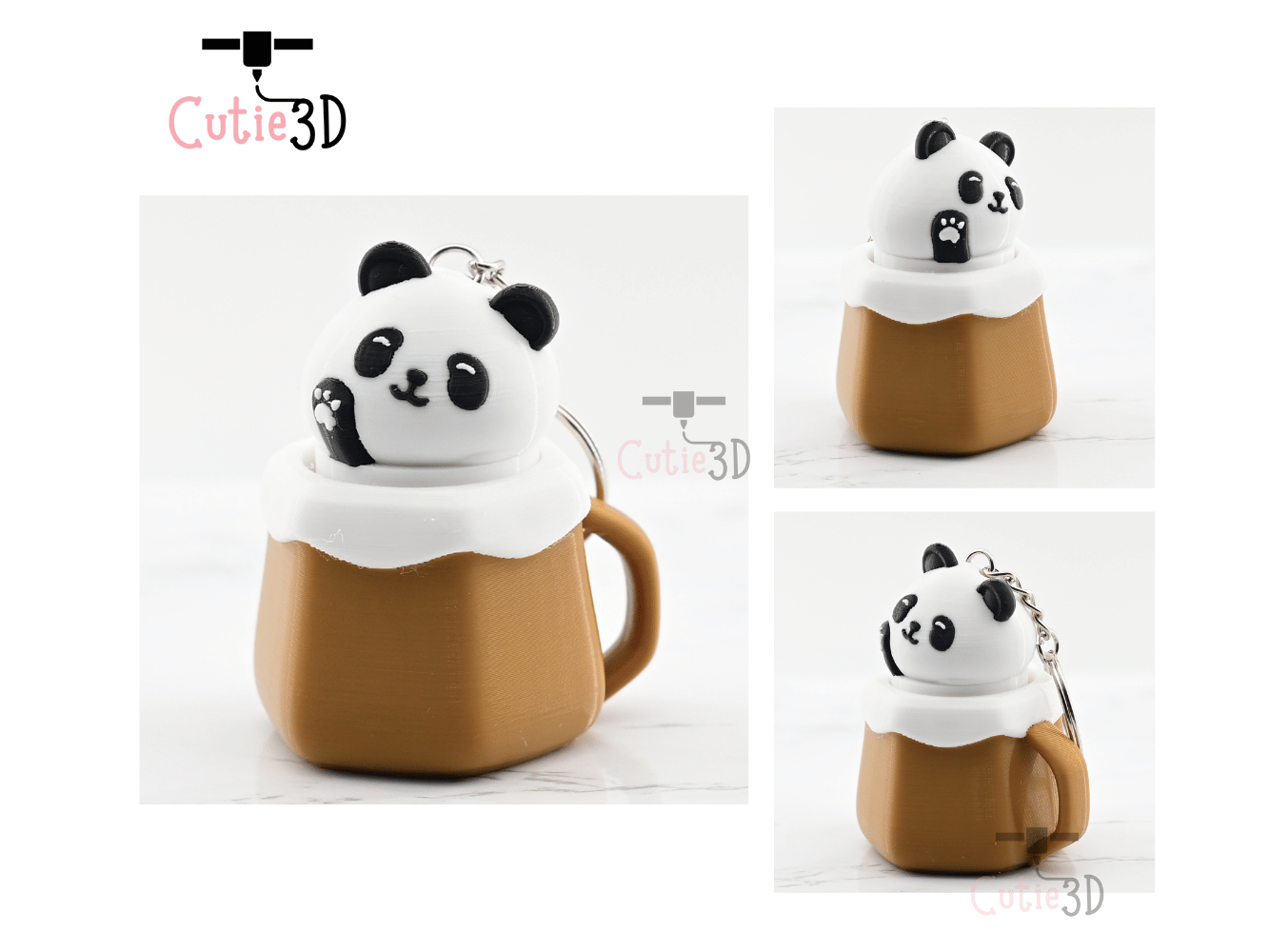 Digital Downloads - Cutie3D Twisty Clicker Panda In A Cup Keychain