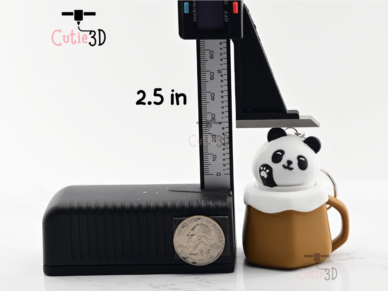 Digital Downloads - Cutie3D Twisty Clicker Panda In A Cup Keychain