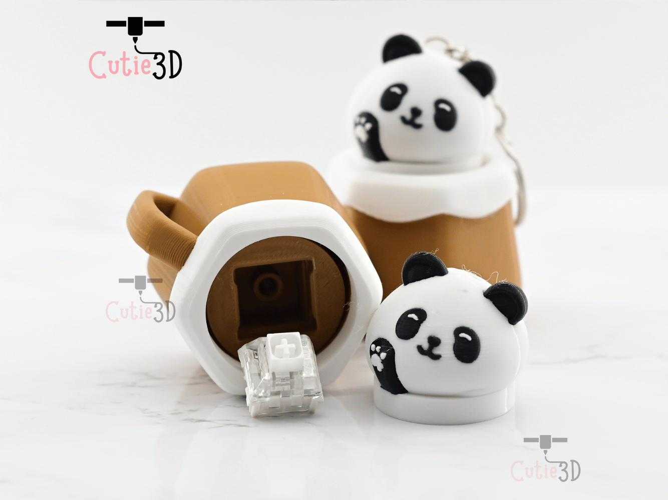 Digital Downloads - Cutie3D Twisty Clicker Panda In A Cup Keychain