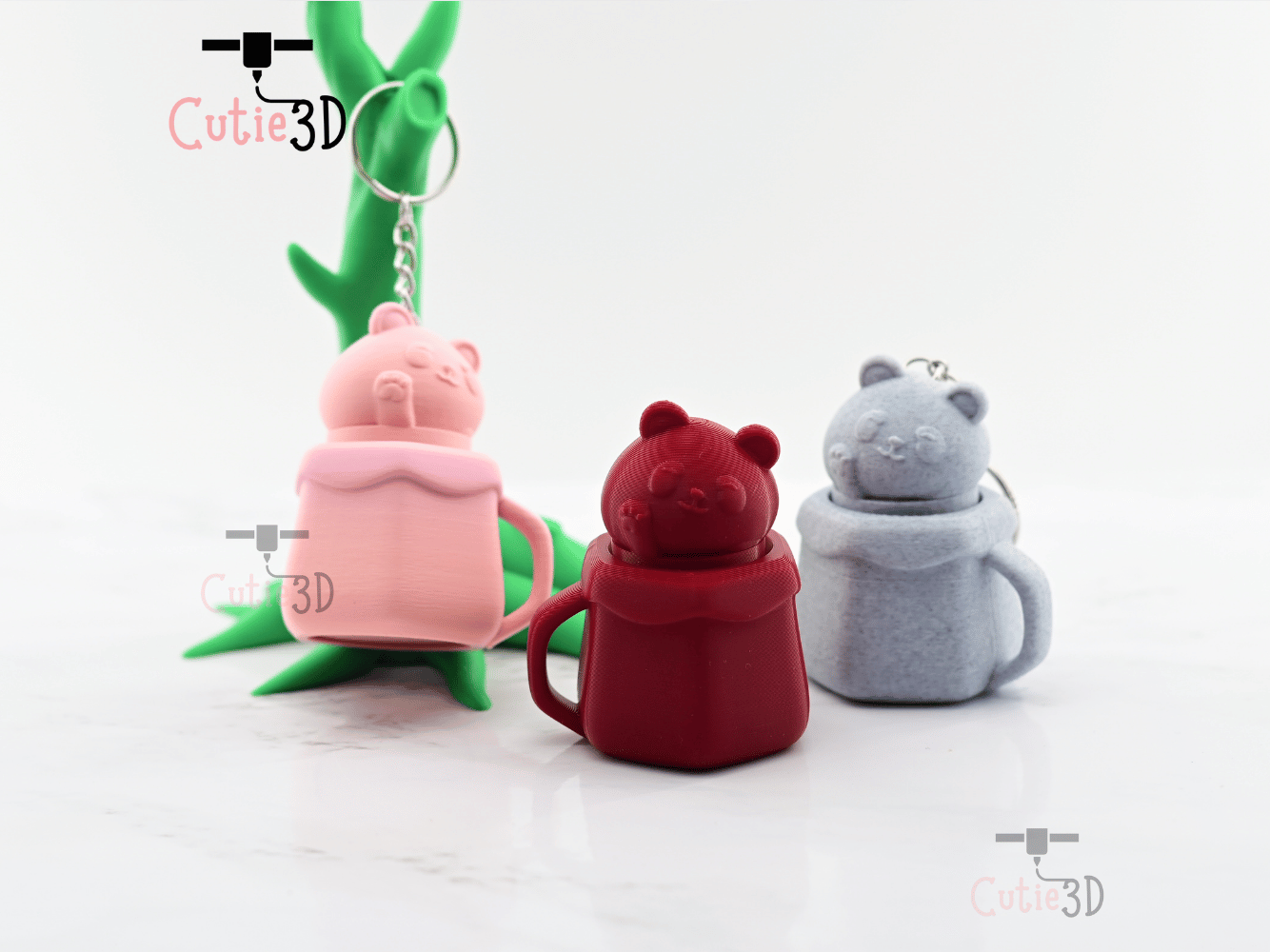 Digital Downloads - Cutie3D Twisty Clicker Panda In A Cup Keychain