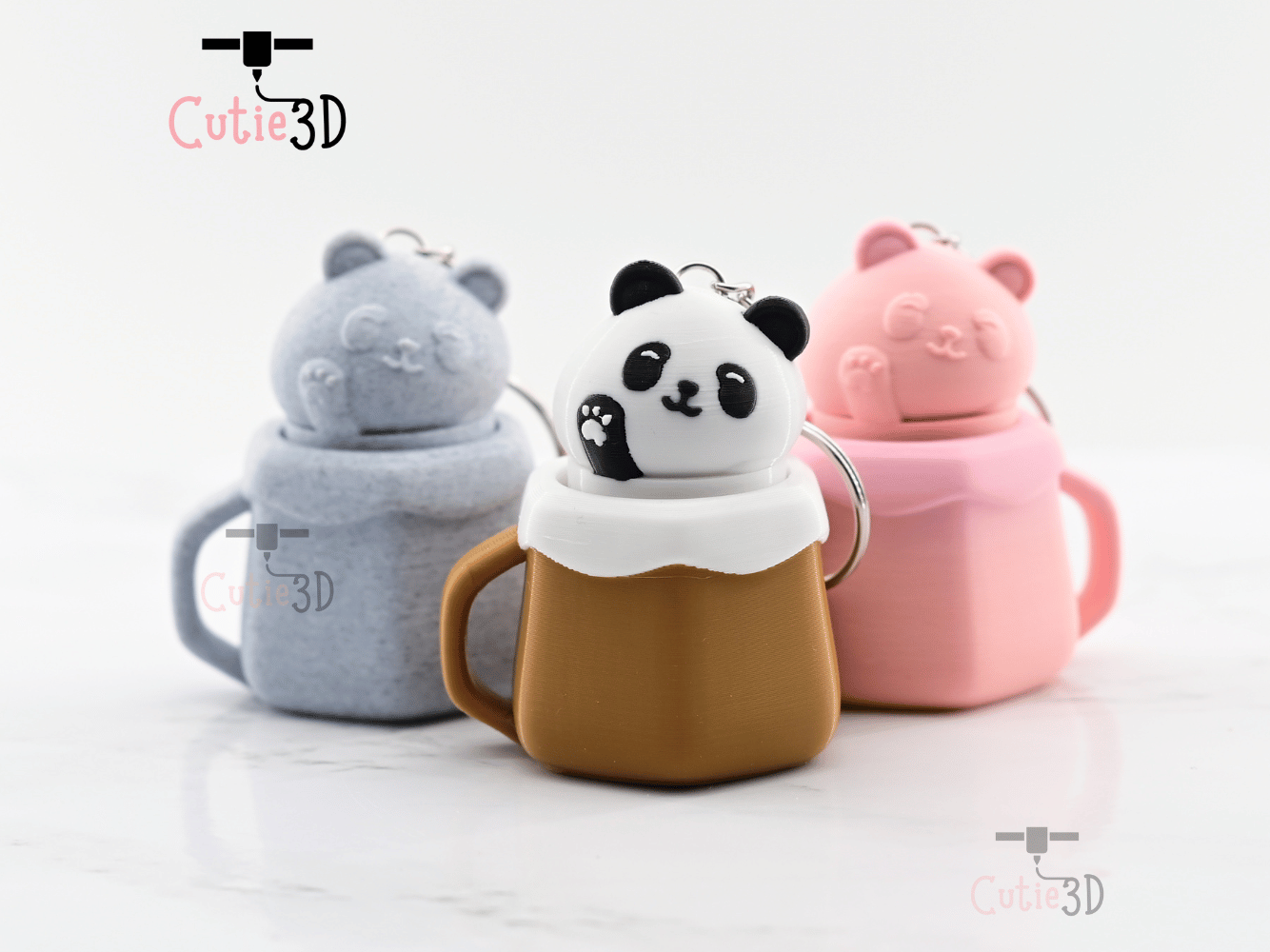 Digital Downloads - Cutie3D Twisty Clicker Panda In A Cup Keychain