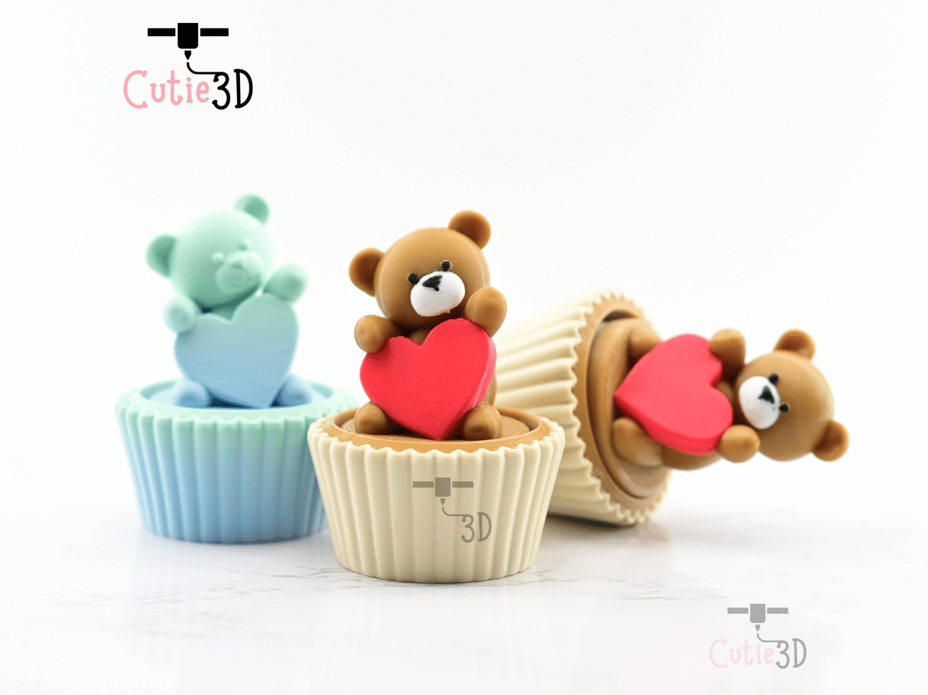 Digital Downloads - Cutie3D Twisty Clicker Valentine Bear Cupcake