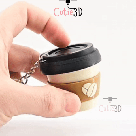 Digital Downloads - Cutie3D Twisty Coffee Cup Fidget Clicker Keychain - Cute Backpack Keychain