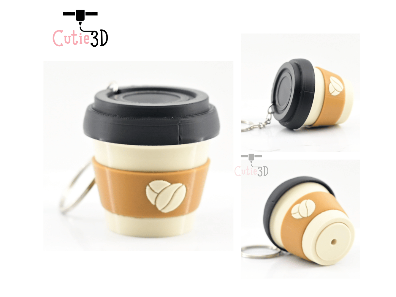 Digital Downloads - Cutie3D Twisty Coffee Cup Fidget Clicker Keychain - Cute Backpack Keychain