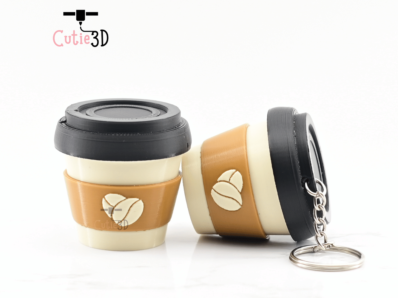 Digital Downloads - Cutie3D Twisty Coffee Cup Fidget Clicker Keychain - Cute Backpack Keychain