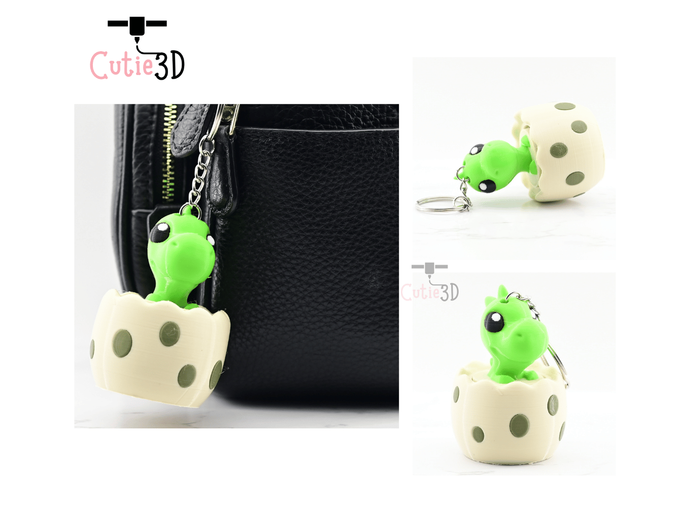 Digital Downloads - Cutie3D Twisty Fidget Clicker Baby Dinosaur In An Egg Keychain - Cute Backpack Keychain