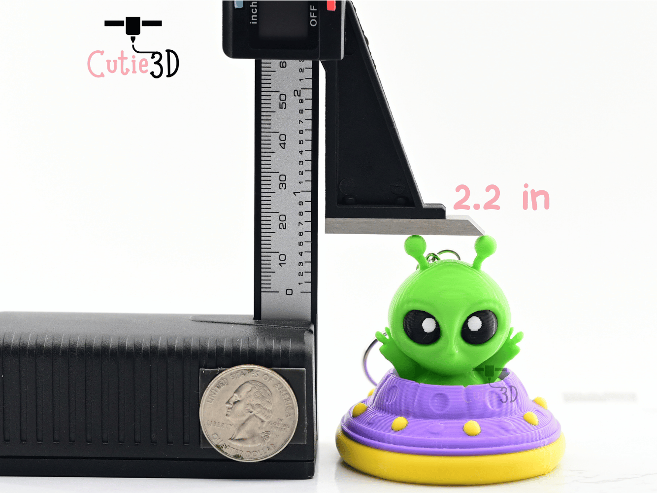 Digital Downloads - Cutie3D Twisty Keycap Fidget Clicker Alien In Ufo Keychain - Cute Backpack Keychain