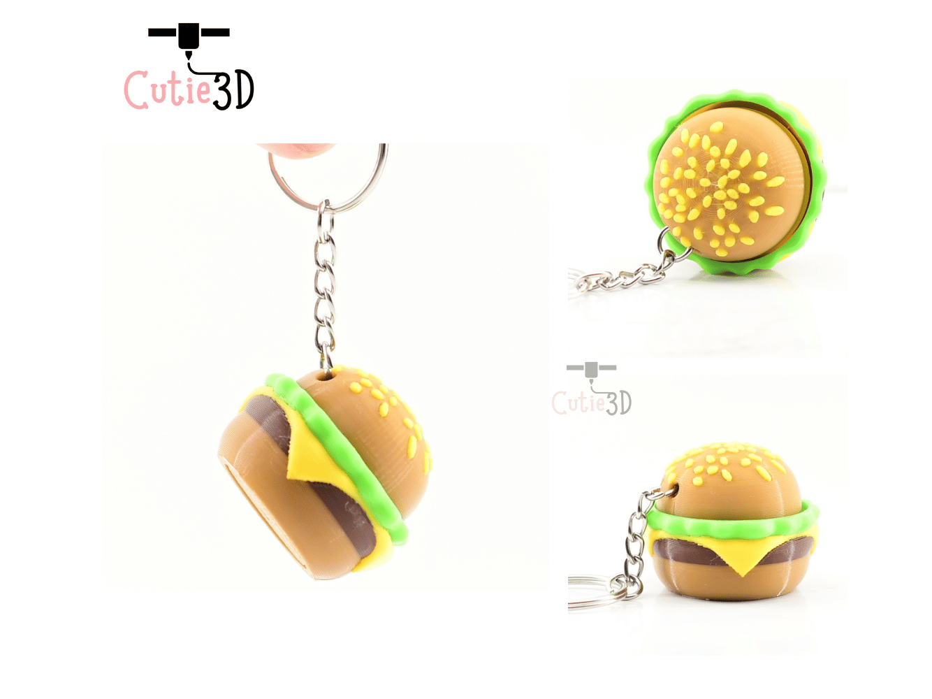 Digital Downloads - Cutie3D Twisty Keycap Fidget Clicker Burger Keychain - Cute Backpack Keychain