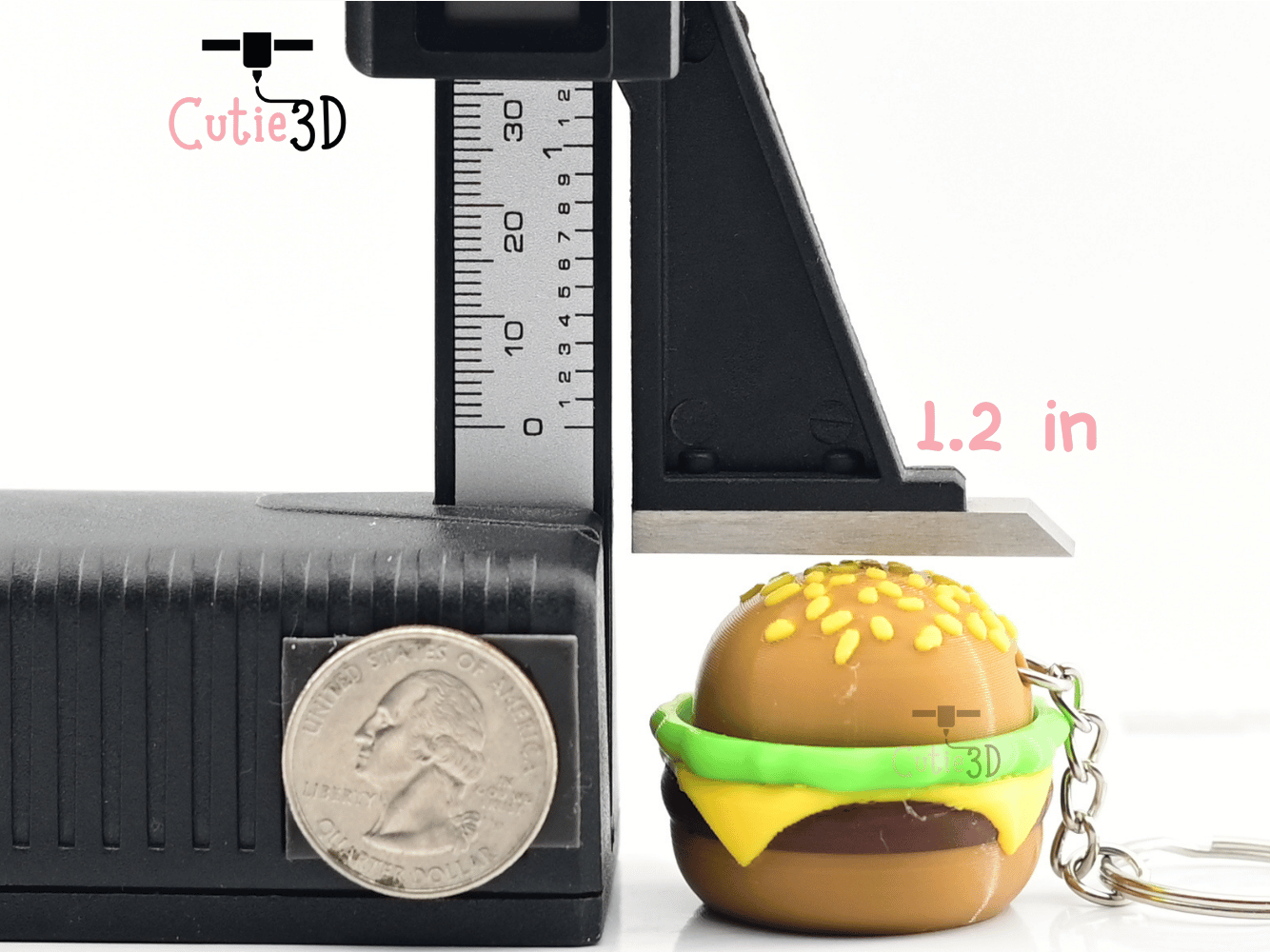 Digital Downloads - Cutie3D Twisty Keycap Fidget Clicker Burger Keychain - Cute Backpack Keychain