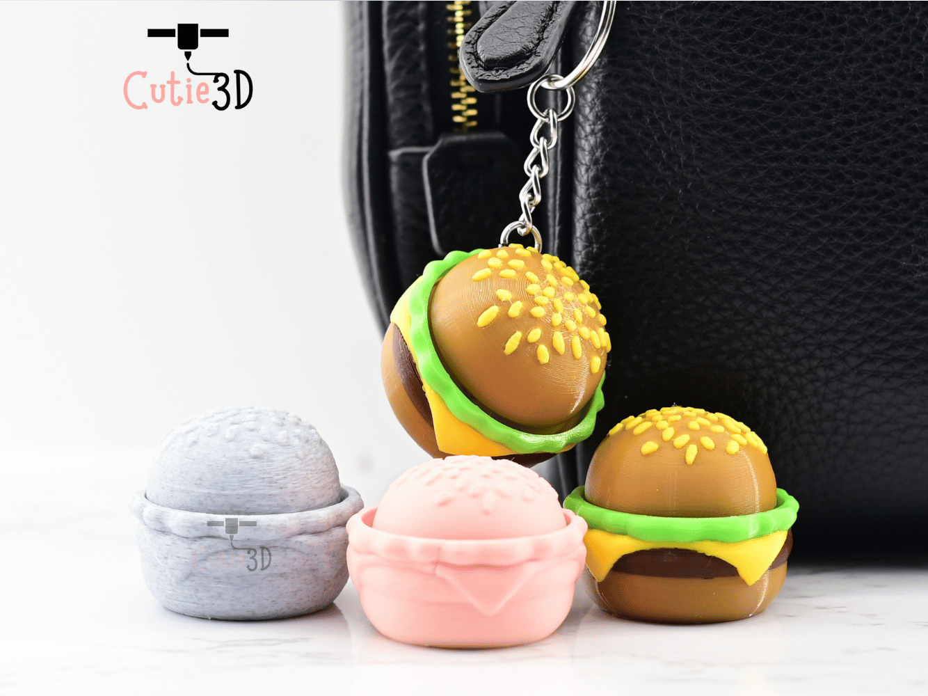 Digital Downloads - Cutie3D Twisty Keycap Fidget Clicker Burger Keychain - Cute Backpack Keychain
