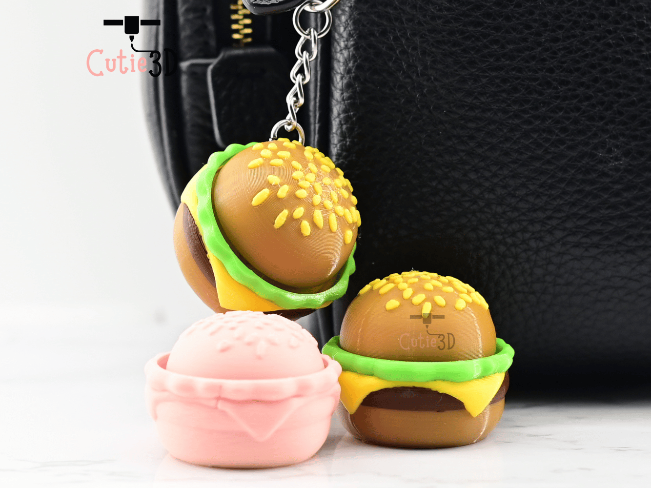 Digital Downloads - Cutie3D Twisty Keycap Fidget Clicker Burger Keychain - Cute Backpack Keychain