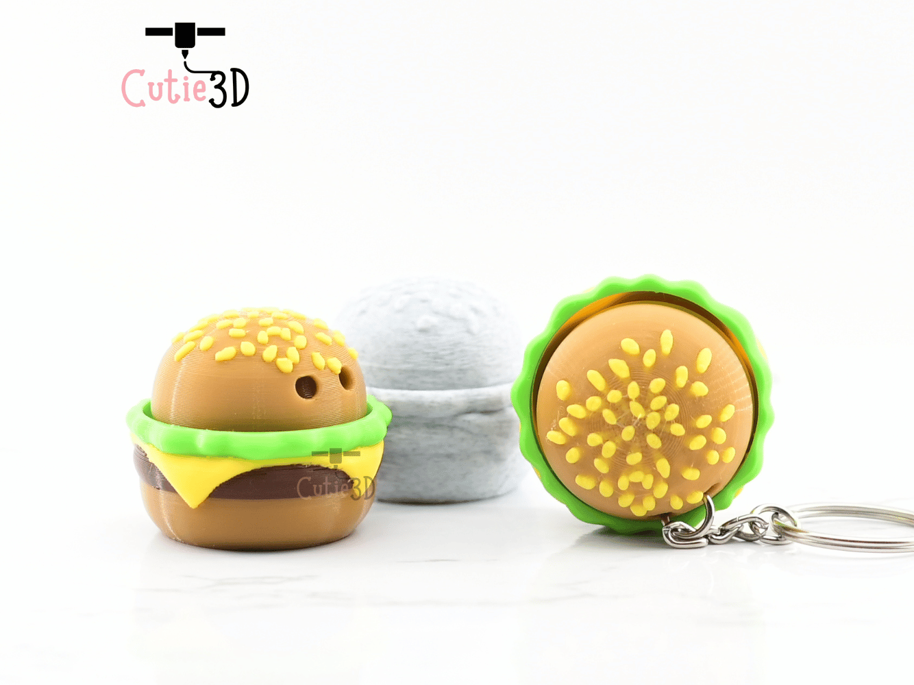 Digital Downloads - Cutie3D Twisty Keycap Fidget Clicker Burger Keychain - Cute Backpack Keychain