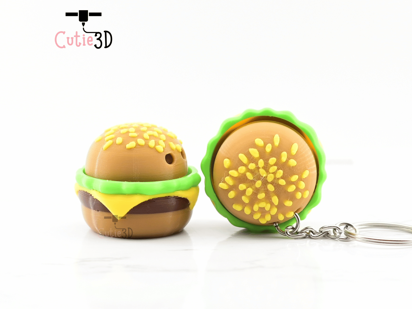 Digital Downloads - Cutie3D Twisty Keycap Fidget Clicker Burger Keychain - Cute Backpack Keychain