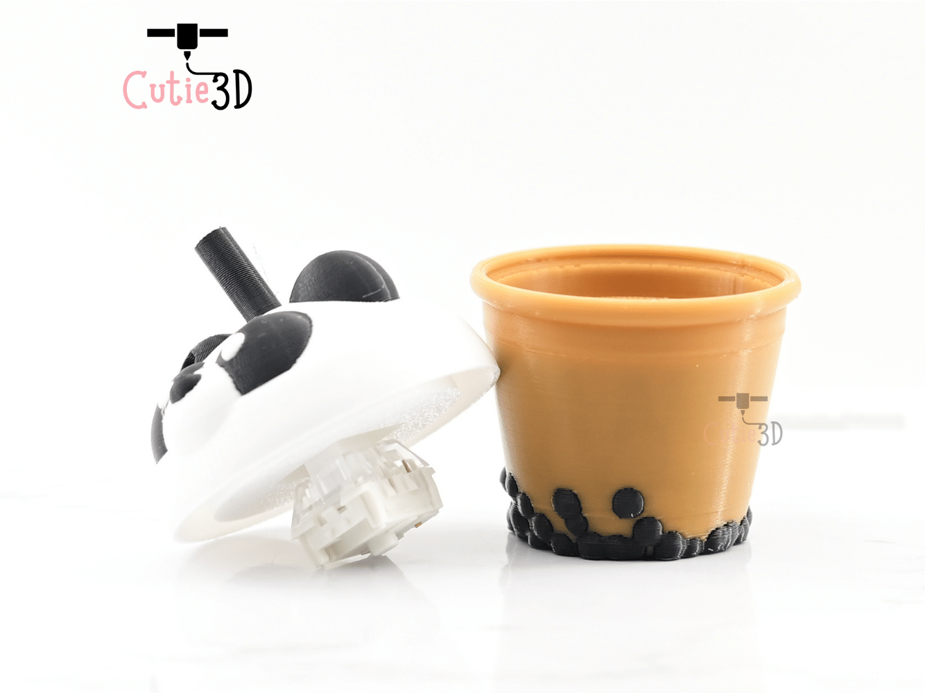 Digital Downloads - Cutie3D Twisty Keycap Fidget Clicker Cute Bear Boba Tea Cup Keychain - Cute Backpack Keychain
