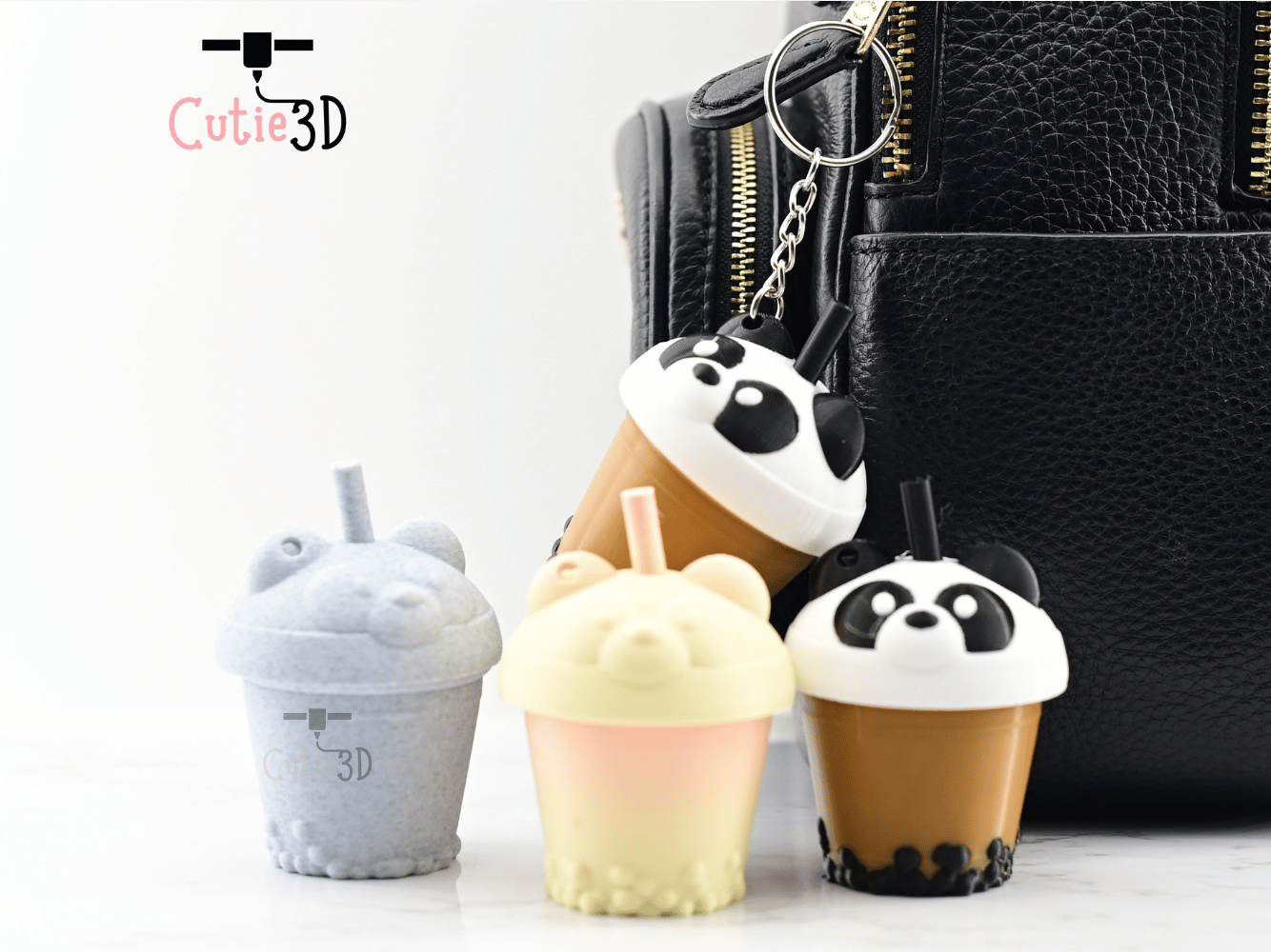Digital Downloads - Cutie3D Twisty Keycap Fidget Clicker Cute Bear Boba Tea Cup Keychain - Cute Backpack Keychain