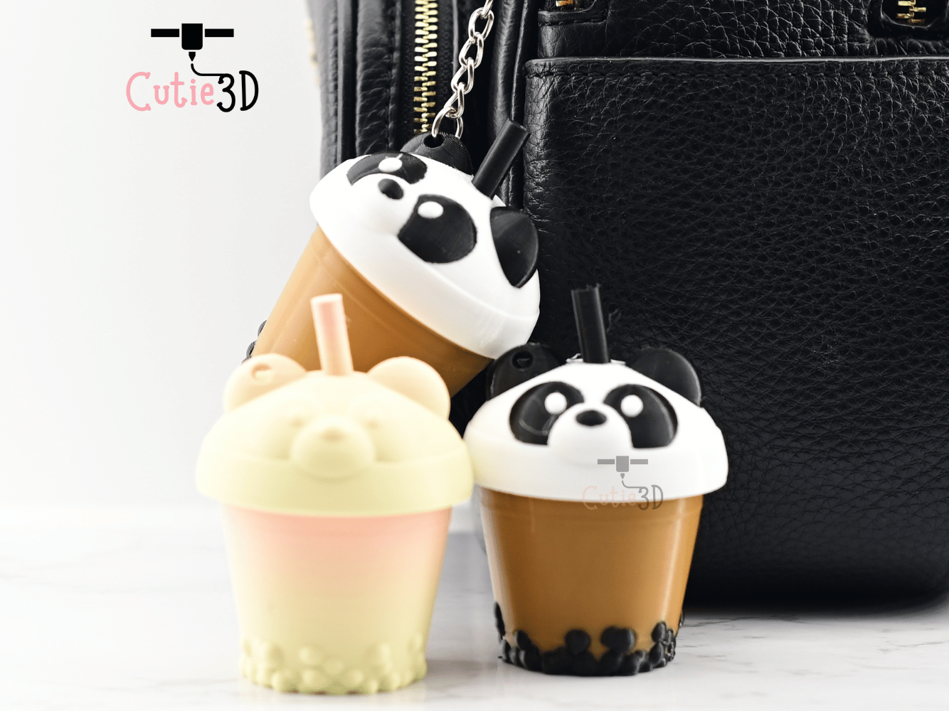 Digital Downloads - Cutie3D Twisty Keycap Fidget Clicker Cute Bear Boba Tea Cup Keychain - Cute Backpack Keychain