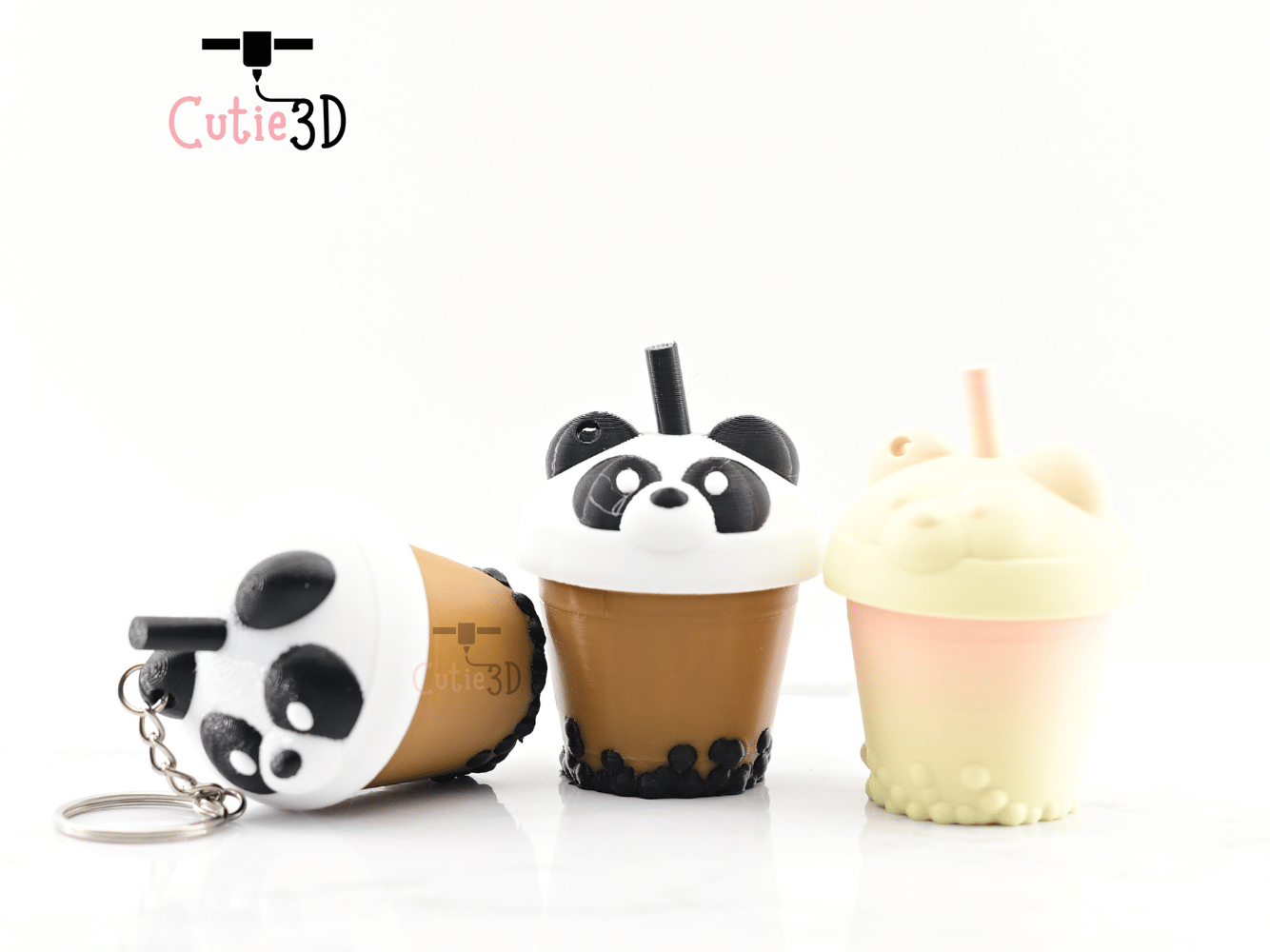 Digital Downloads - Cutie3D Twisty Keycap Fidget Clicker Cute Bear Boba Tea Cup Keychain - Cute Backpack Keychain