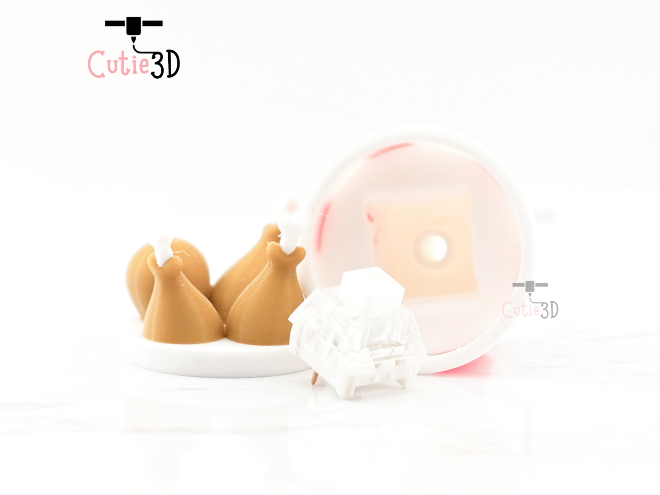 Digital Downloads - Cutie3D Twisty Keycap Fidget Clicker Fried Chicken Bucket Keychain - Cute Backpack Keychain